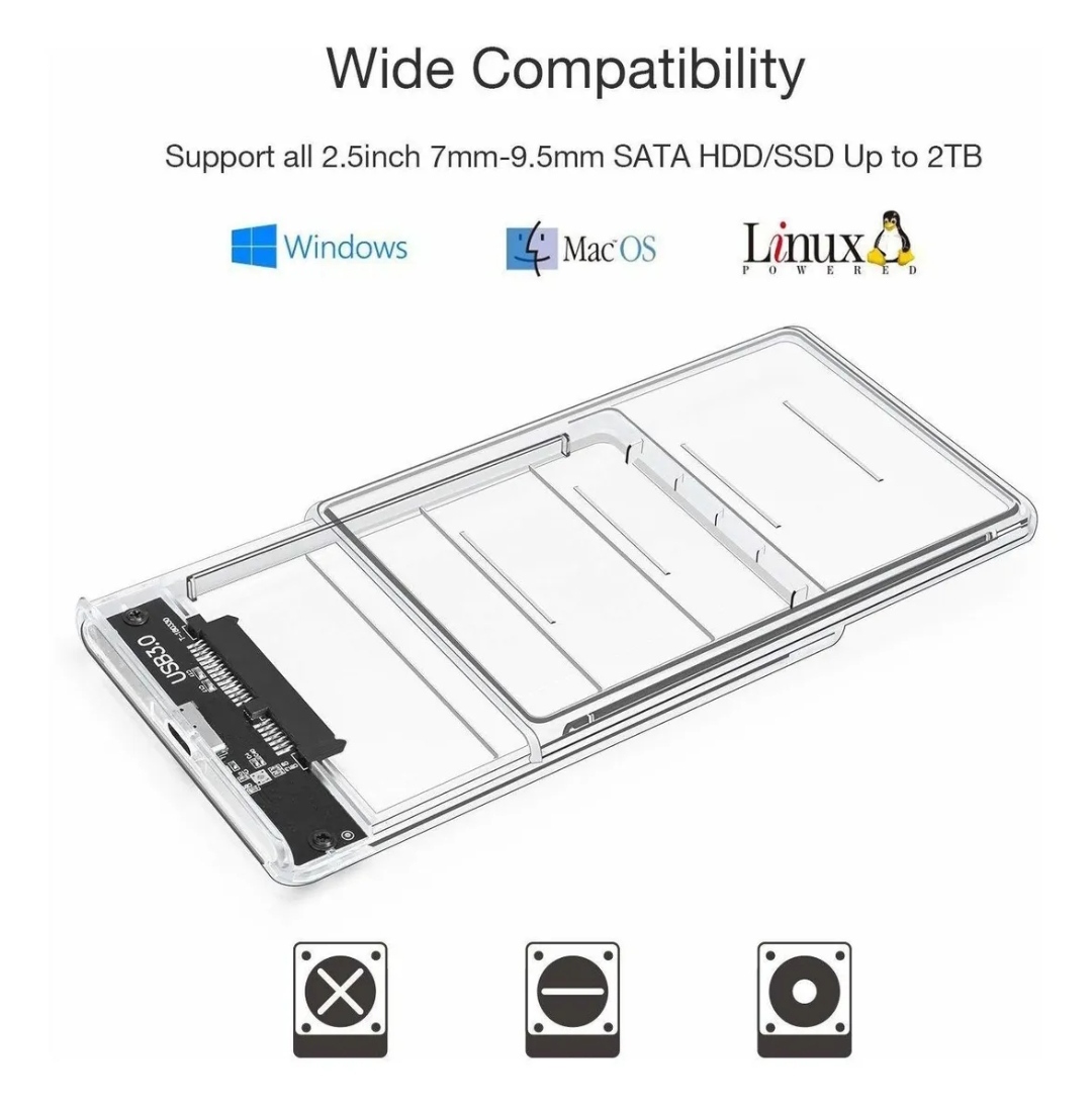 Carcasa para Disco Duro 2.5 Pulgadas Con Cable Usb 3.0