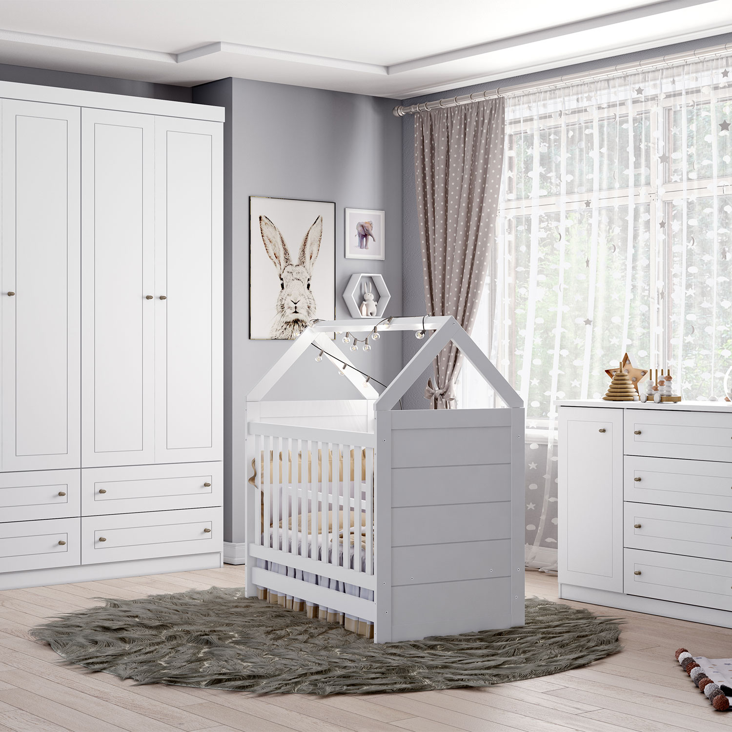 Cuna Cama Montessori para Bebé o Niño Bossa América color Blanco