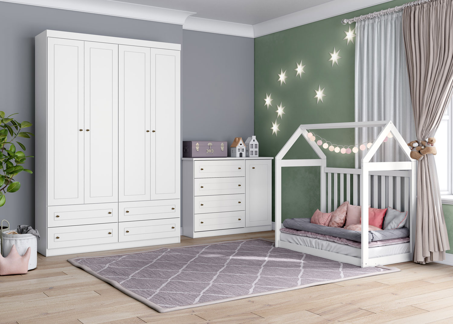 Cuna Cama Montessori para Bebé o Niño Bossa América color Blanco