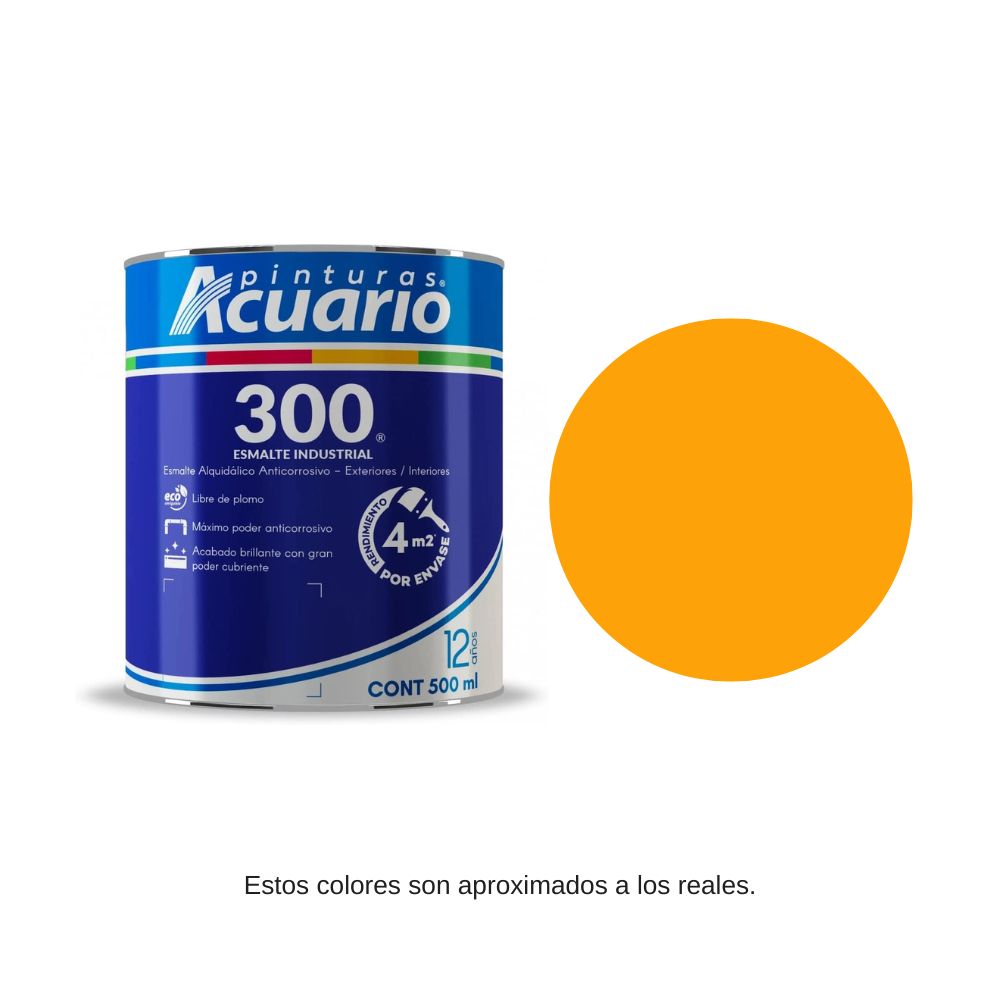 Pintura Esmalte 300 Color Amarillo Cromo Acuario 500 Ml EA30605