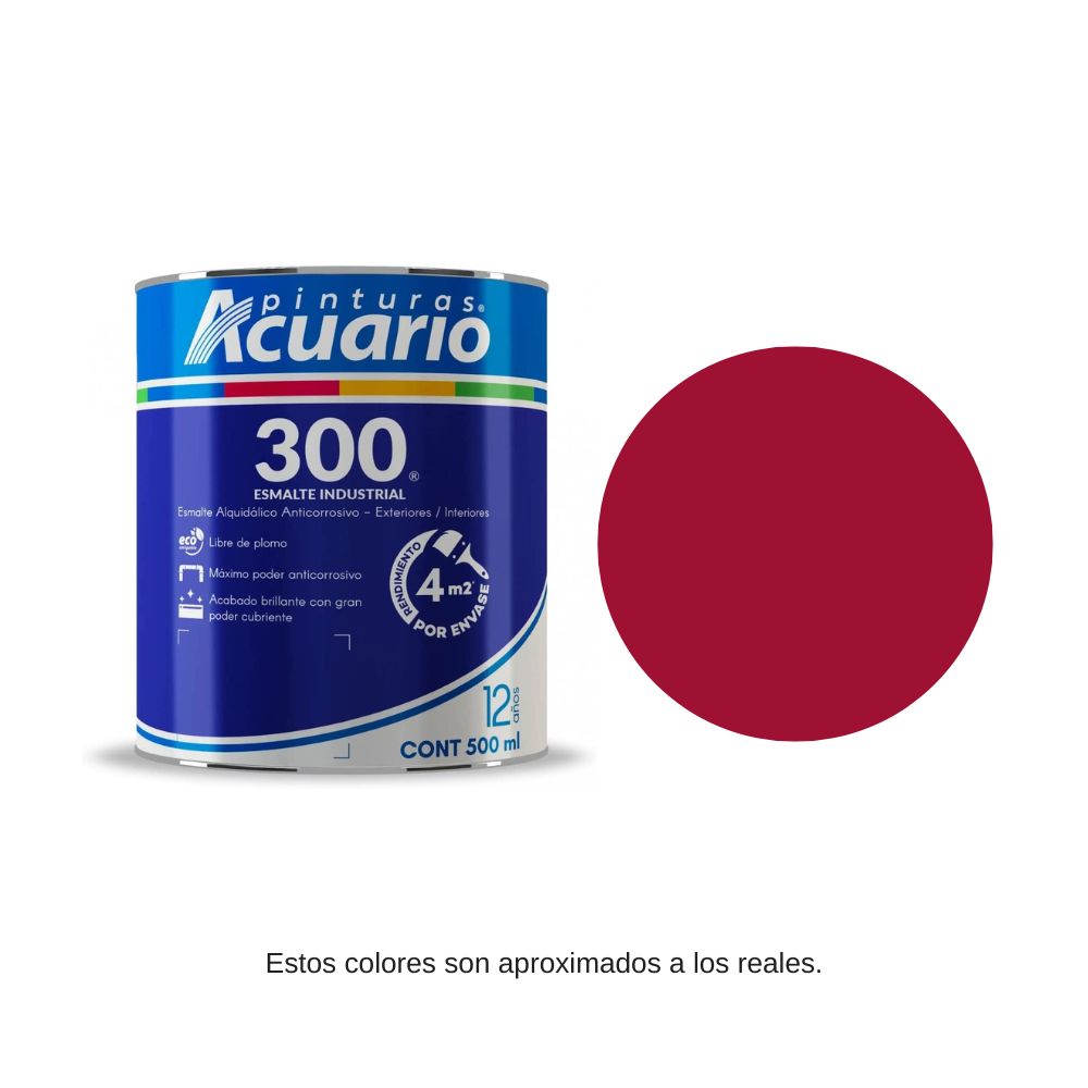 Pintura Esmalte 300 Color Rojo Acuario 500 Ml EA30805