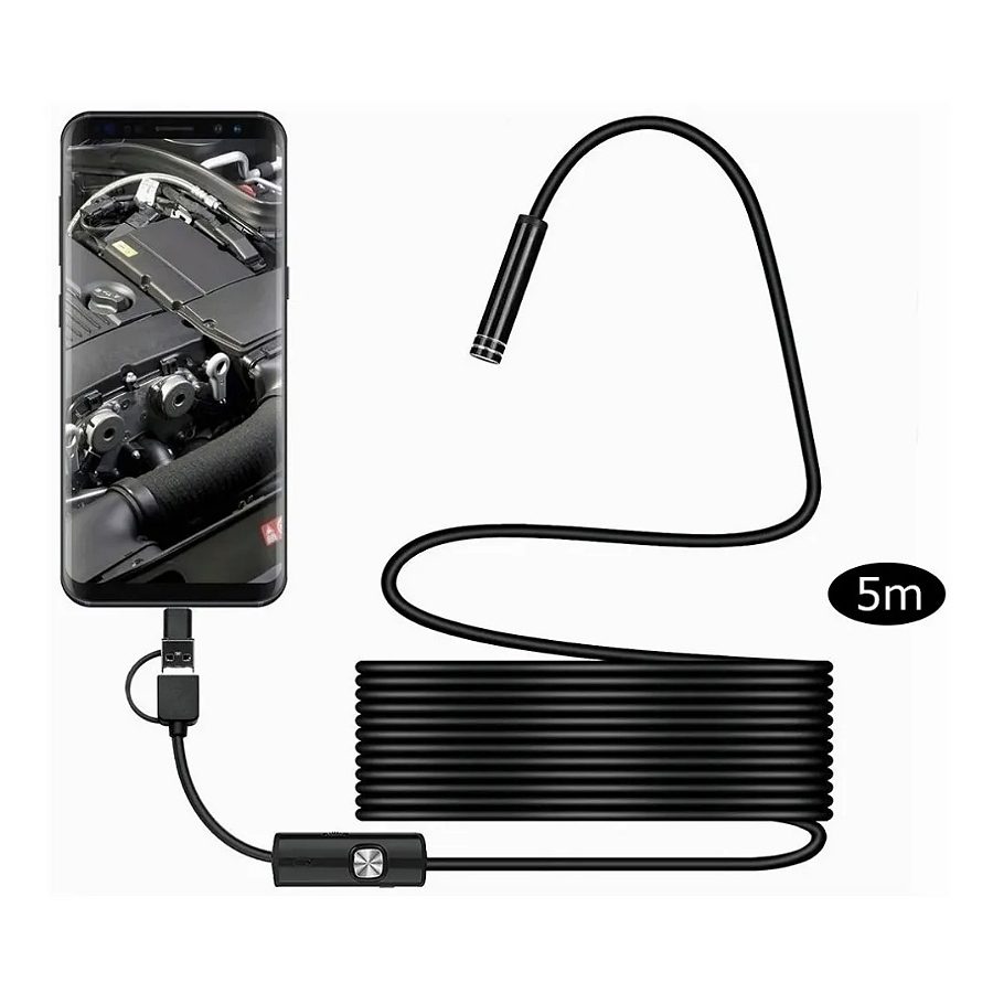 Camara Endoscopio De 5m, Otg Usb 3 En 1 Para Android Y Pc