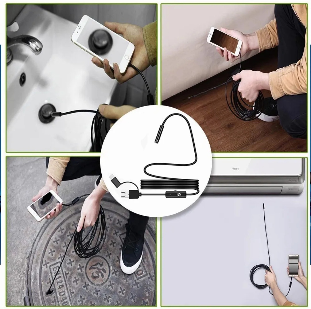 Camara Endoscopio De 5m, Otg Usb 3 En 1 Para Android Y Pc