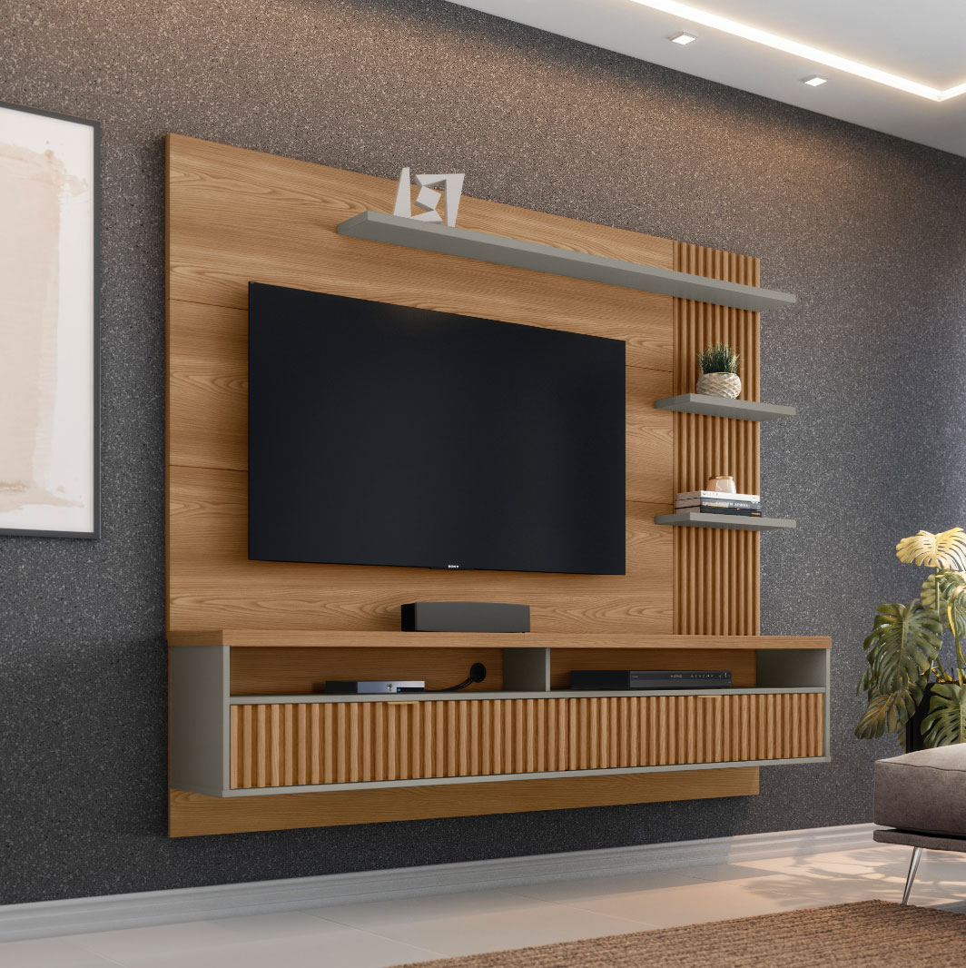 Panel para TV Bossa Araruna Color Almendra/Titanio 65".