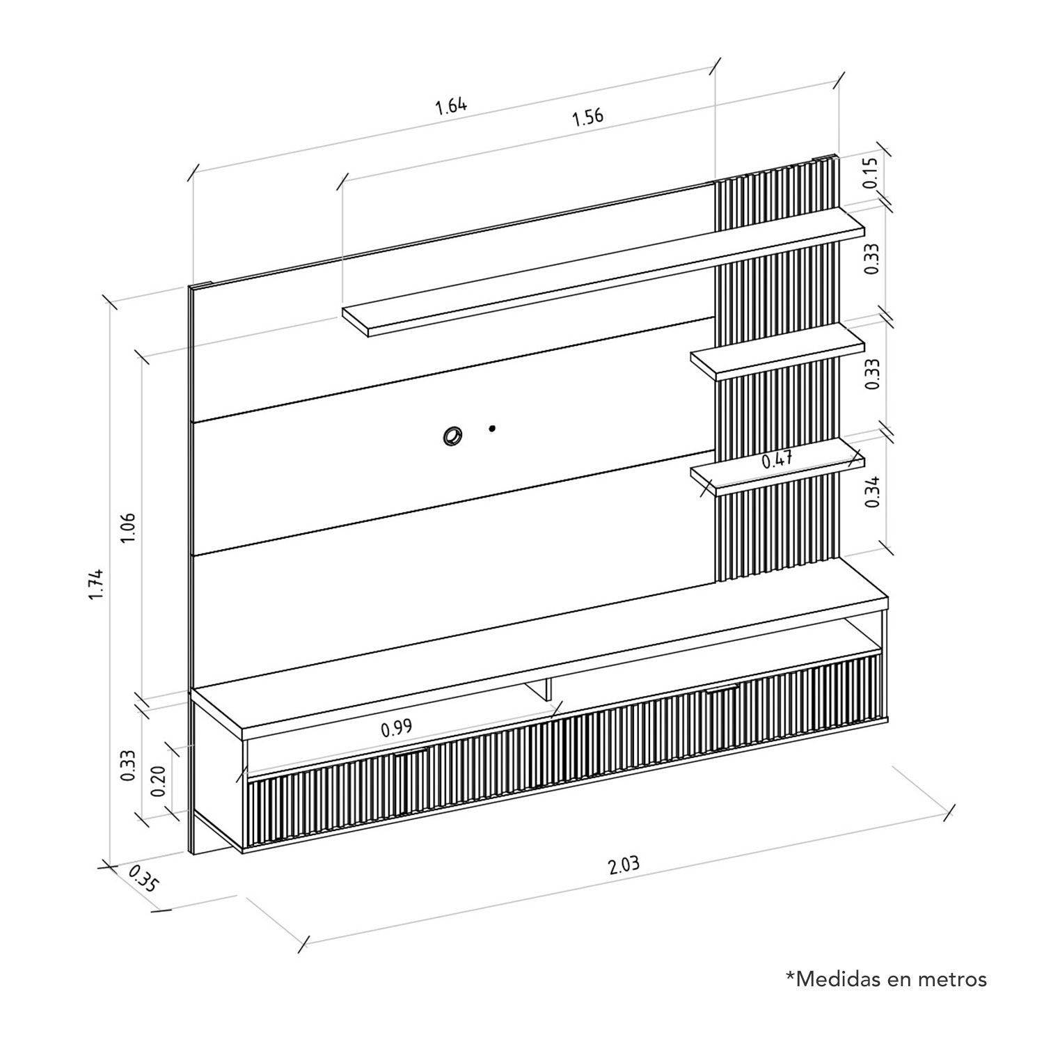 Panel para TV Bossa Araruna Color Almendra/Titanio 65".