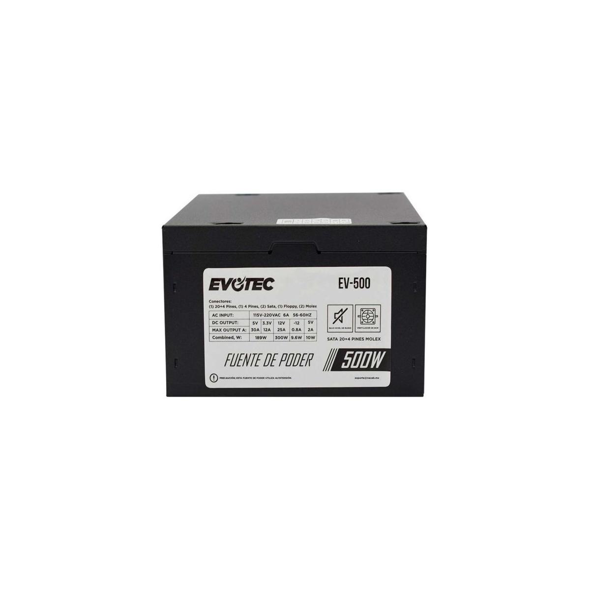 Fuente de Poder EVOTEC EV-500, Negro, 500 W 