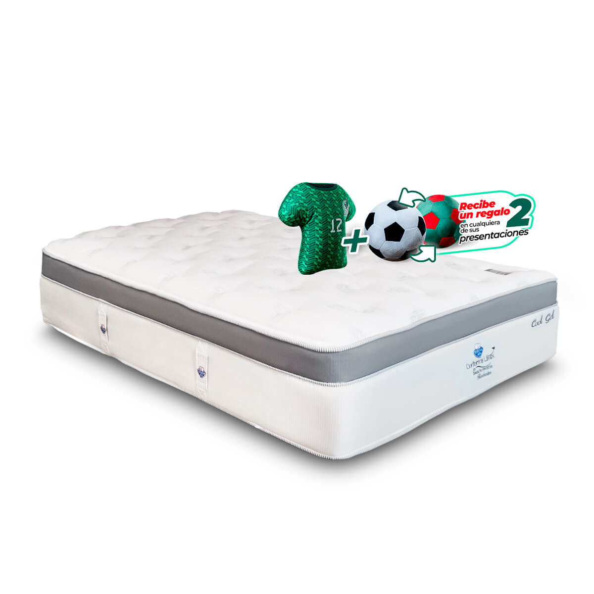 Colchón Spring Air Cool Gel Rochester Queen Size + Cojín Balón  + Cojín Playera
