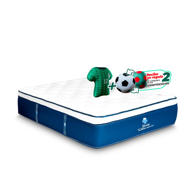 Colchon Spring Air Gravity King Size + Cojín Balón + Cojín Playera