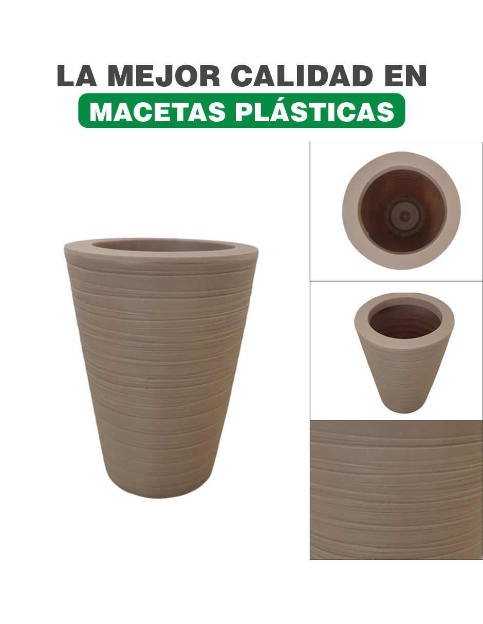 Maceta Minimalista Beige Cilíndrica Mejor Que Fibra De Vidrio