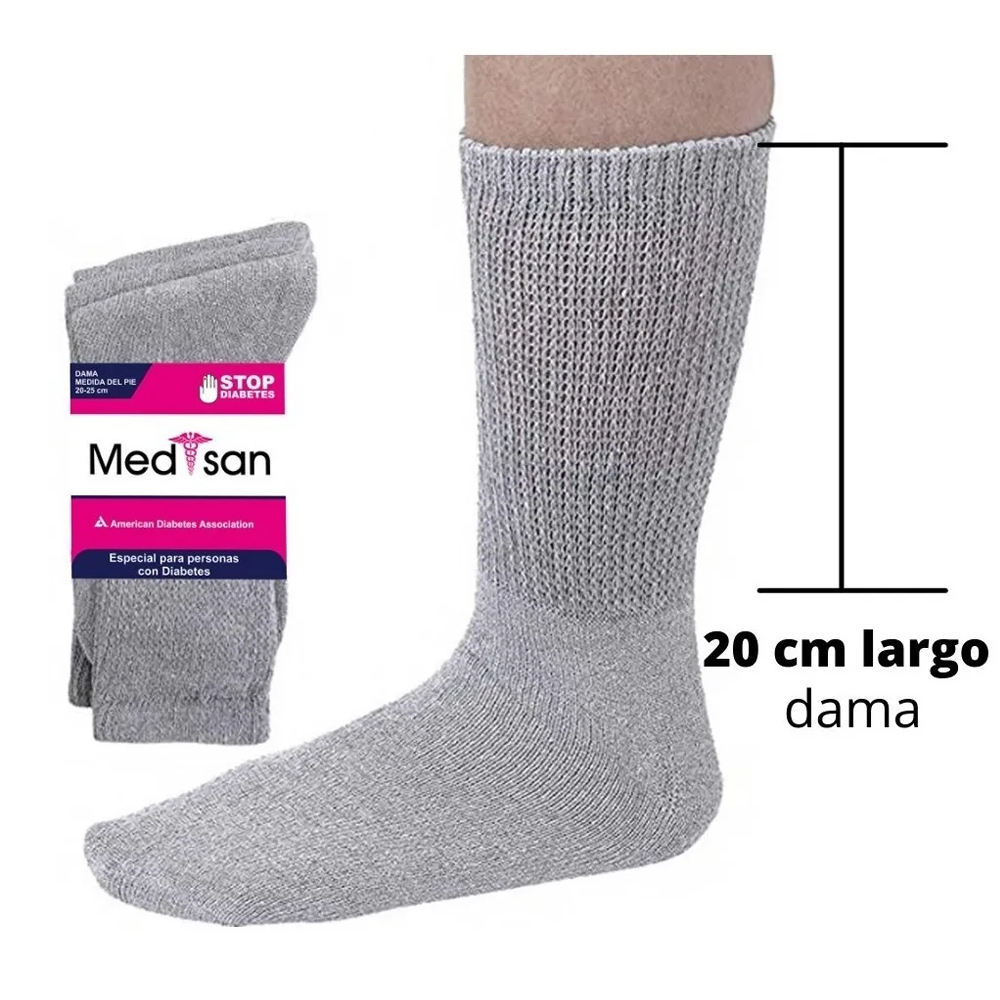  Calcetines Especializados Pie Diabetico 100% Algodon Blanco, Gris y Negro