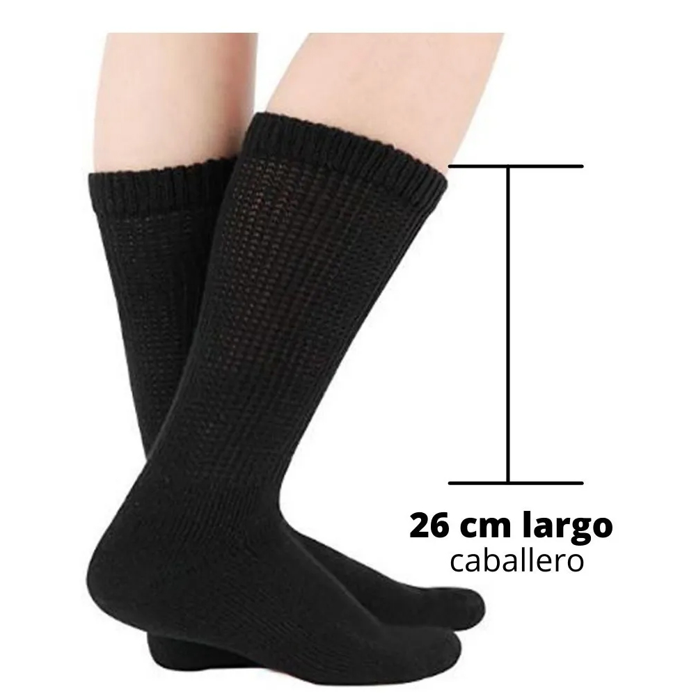  Calcetines Especializados Pie Diabetico 100% Algodon Blanco, Gris y Negro