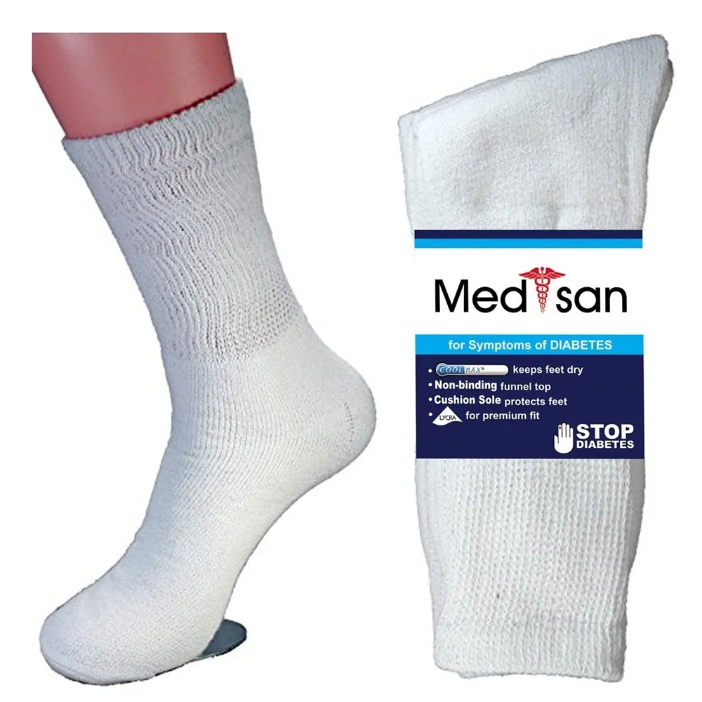  Calcetines Especializados Pie Diabetico 100% Algodon Blanco, Gris y Negro
