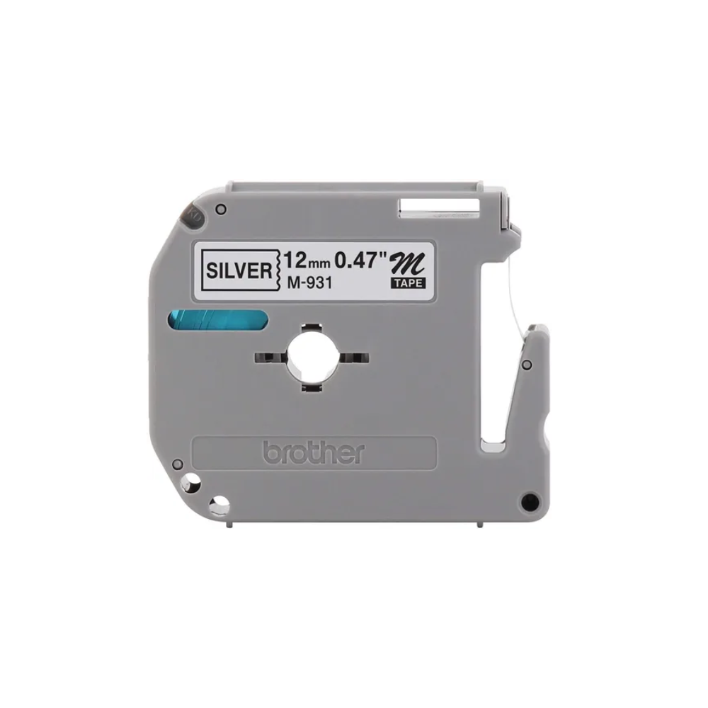 Cinta Brother M931 Negro Sobre Plata 12mm X 8m