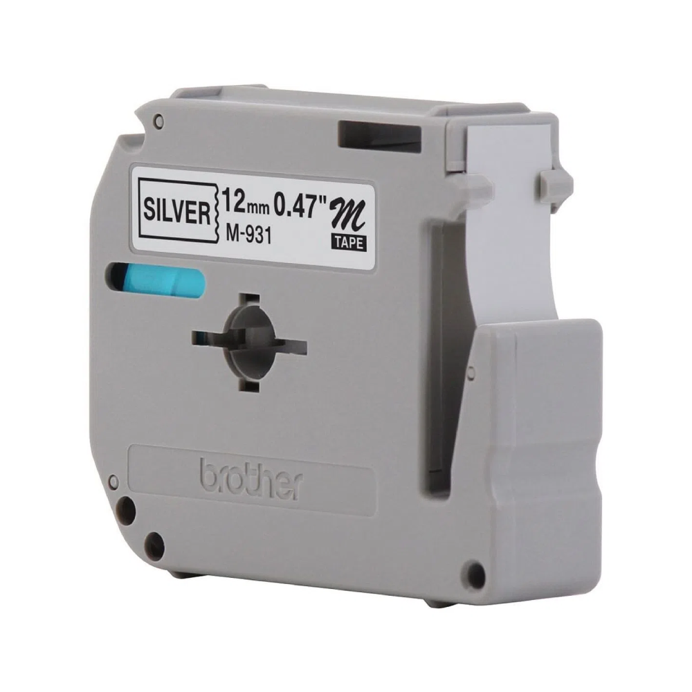 Cinta Brother M931 Negro Sobre Plata 12mm X 8m