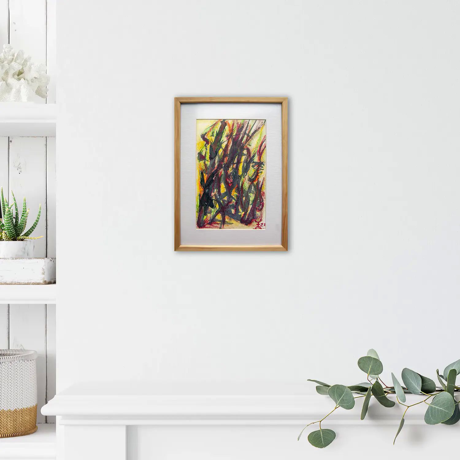 Pintura original - Tinta - Bambú - 16 x 25 cm - Cuadro decorativo