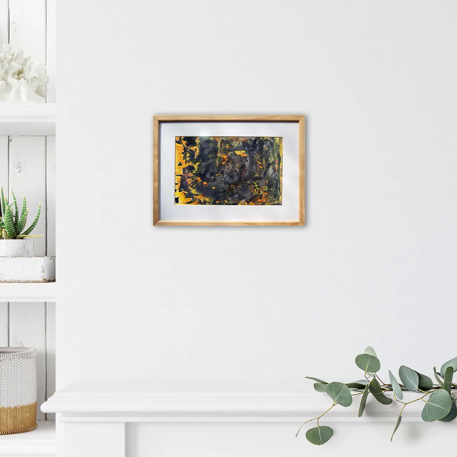 Pintura original - Técnica mixta - Brasas - 25 x 16 cm - Cuadro decorativo