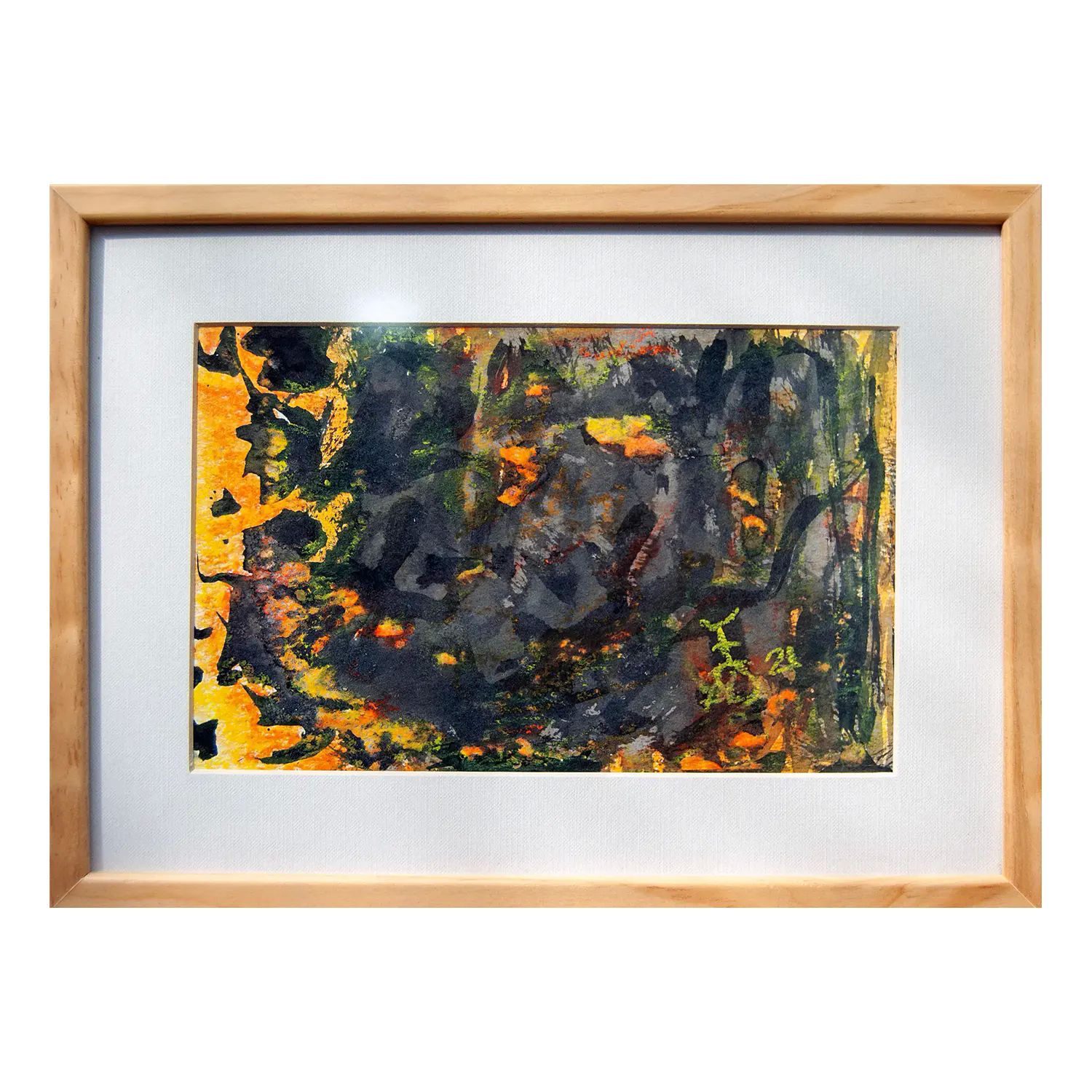 Pintura original - Técnica mixta - Brasas - 25 x 16 cm - Cuadro decorativo