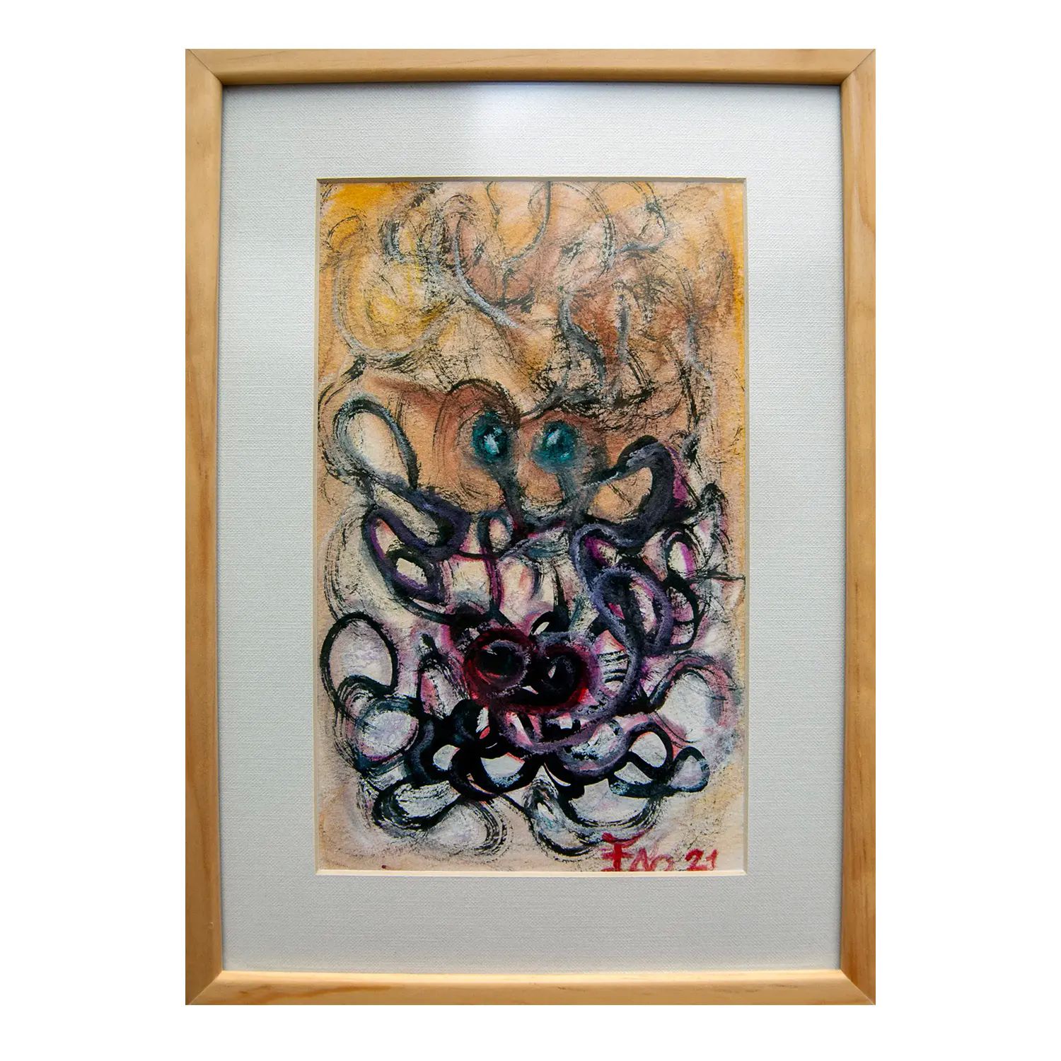 Pintura original - Técnica mixta - Kraken - 16 x 25 cm - Cuadro decorativo