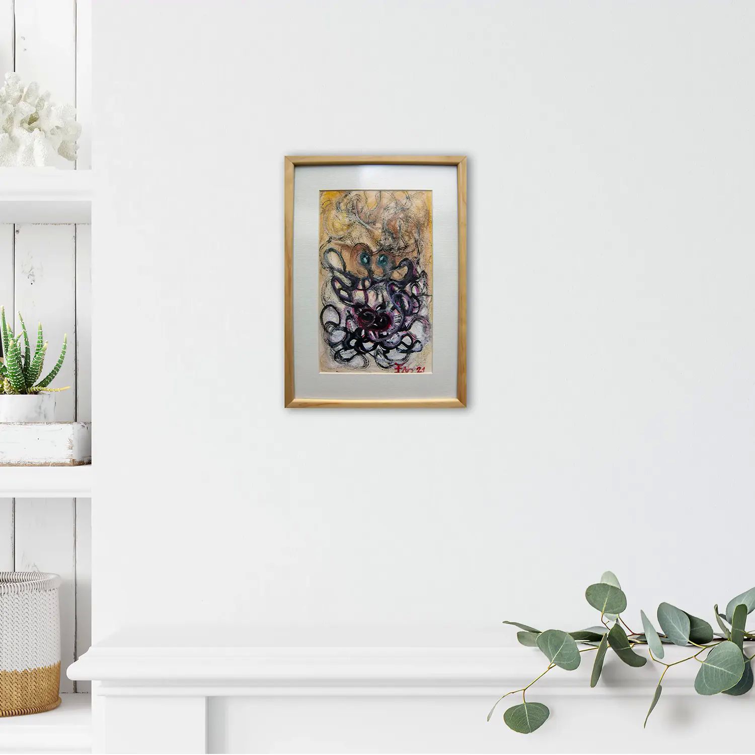 Pintura original - Técnica mixta - Kraken - 16 x 25 cm - Cuadro decorativo