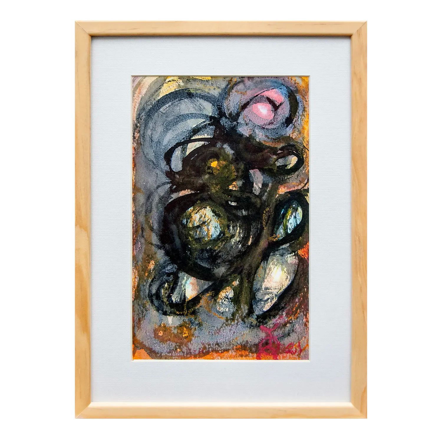 Pintura original - Técnica mixta - Miradas - 16 x 25 cm - Cuadro decorativo