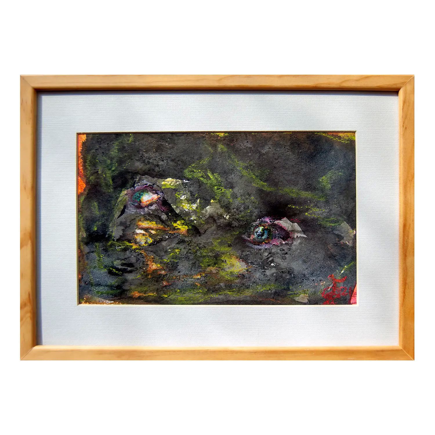 Pintura original - Técnica mixta - Pensamiento de Piedra - 25 x 16 cm - Cuadro decorativo