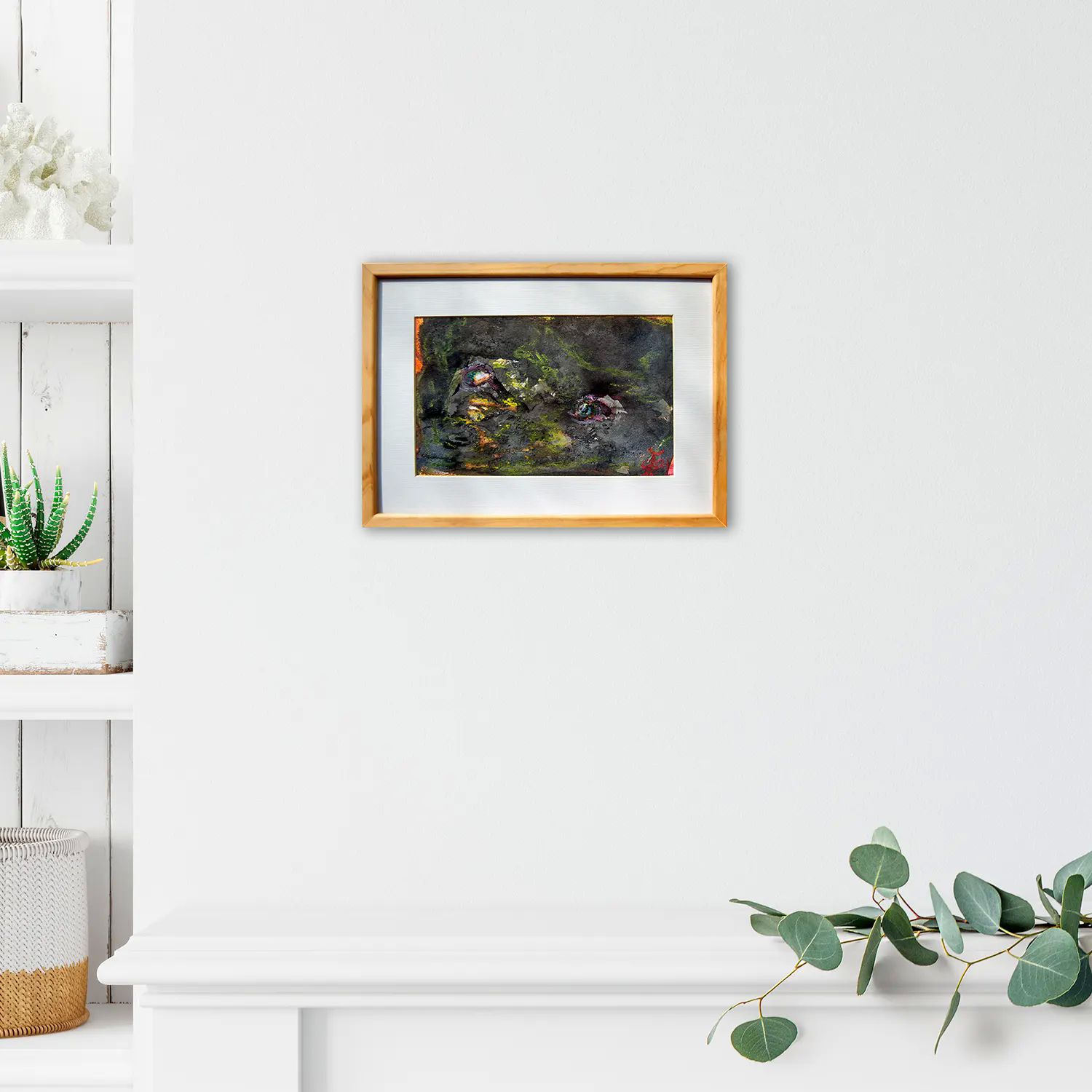 Pintura original - Técnica mixta - Pensamiento de Piedra - 25 x 16 cm - Cuadro decorativo