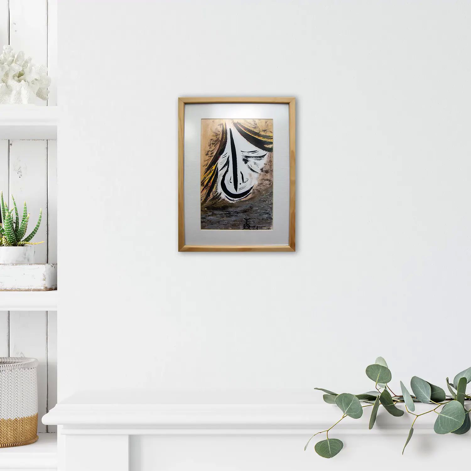 Pintura original - Técnica mixta - Volcán - 16 x 25 cm - Cuadro decorativo