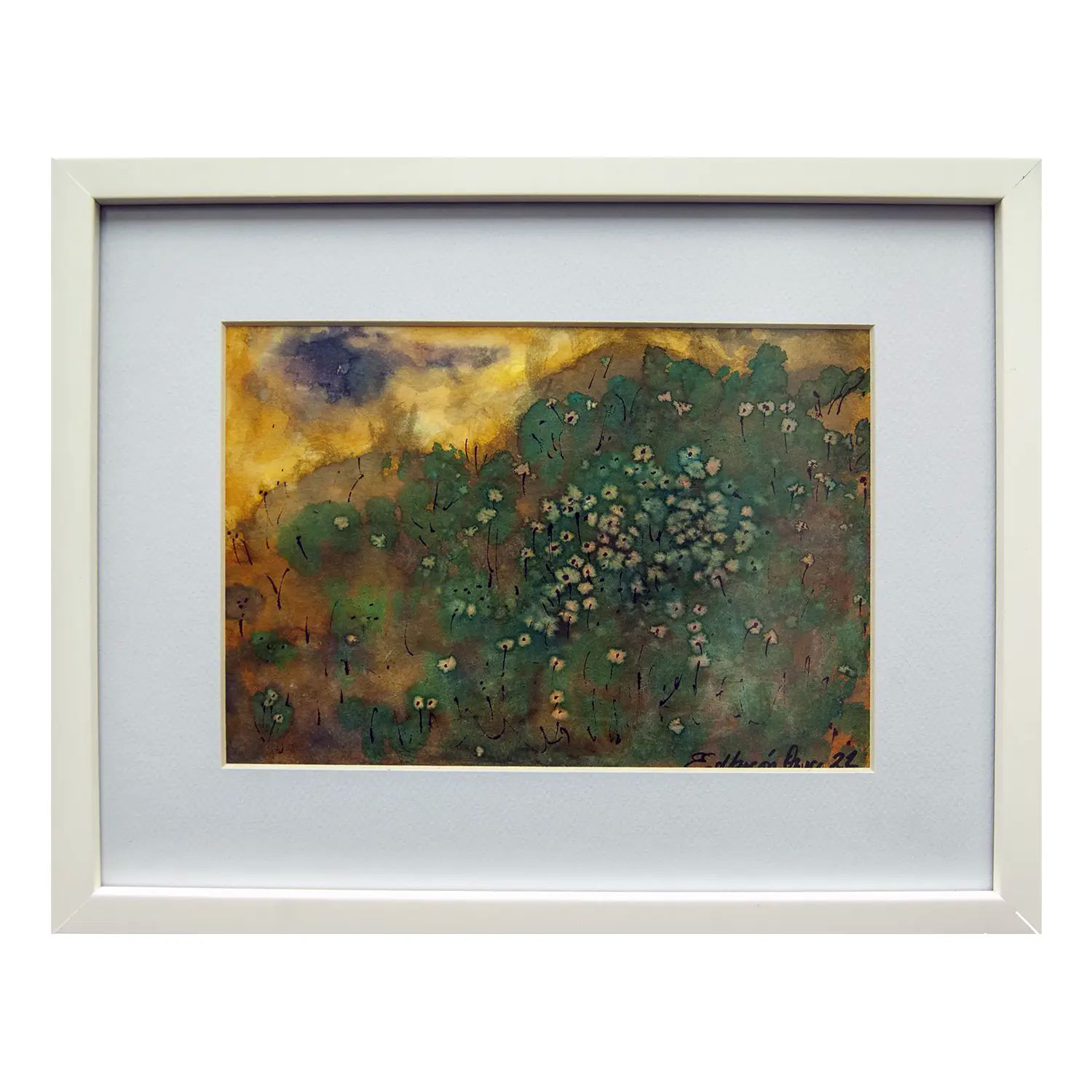 Pintura original - Acuarela - Margaritas - 28 x 16 cm - Cuadro decorativo