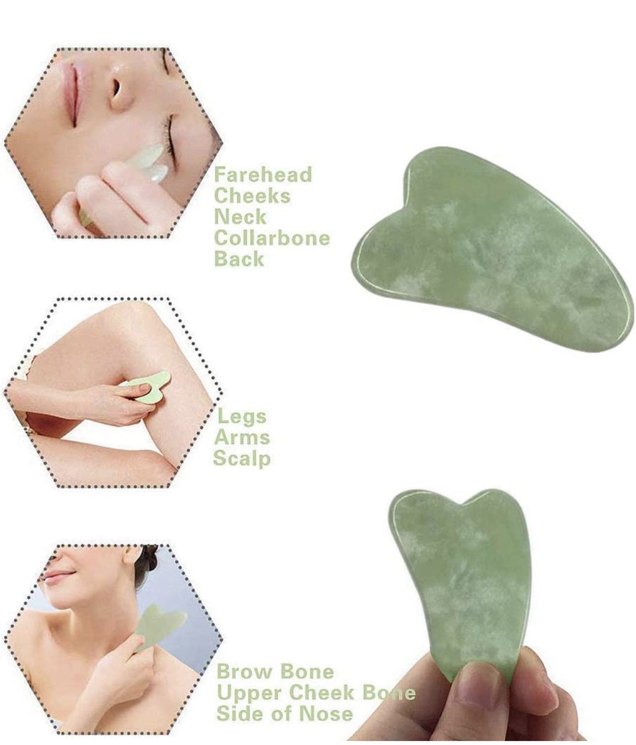 Jade, rodillo de jade natural y juego de gua sha, rodillo de piedra facial jade para arrugas, rodillo de jade auténtico con 2 piezas de herramientas de masaje para raspar de cara, cuello, mejillas, masaje de pie