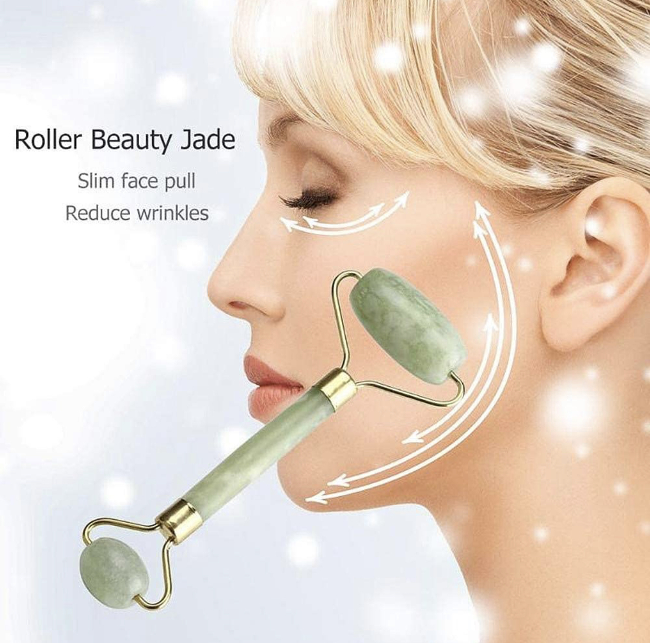 Jade, rodillo de jade natural y juego de gua sha, rodillo de piedra facial jade para arrugas, rodillo de jade auténtico con 2 piezas de herramientas de masaje para raspar de cara, cuello, mejillas, masaje de pie