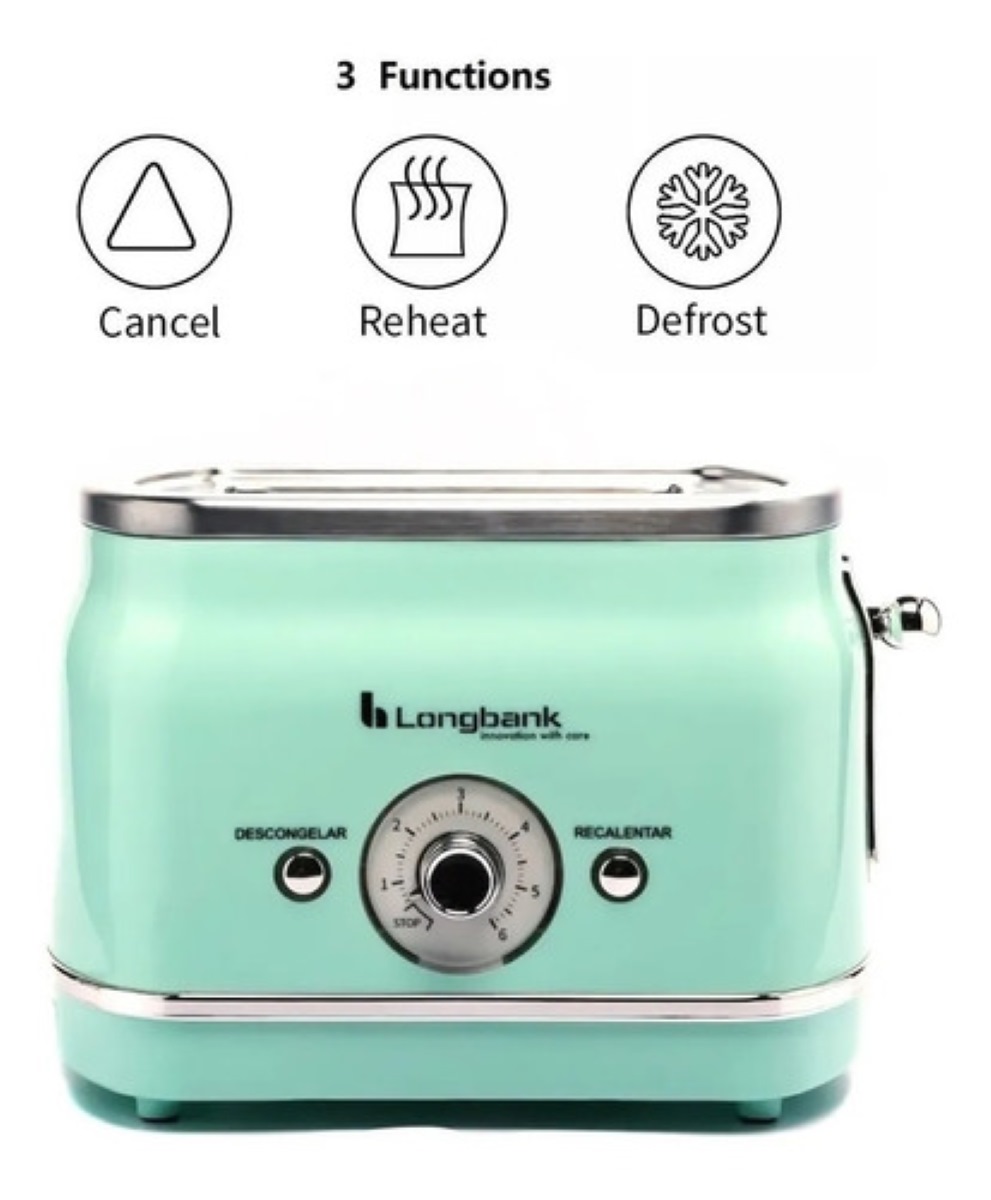 Tostadora Longbank 2 Rebanadas Retro Color Verde