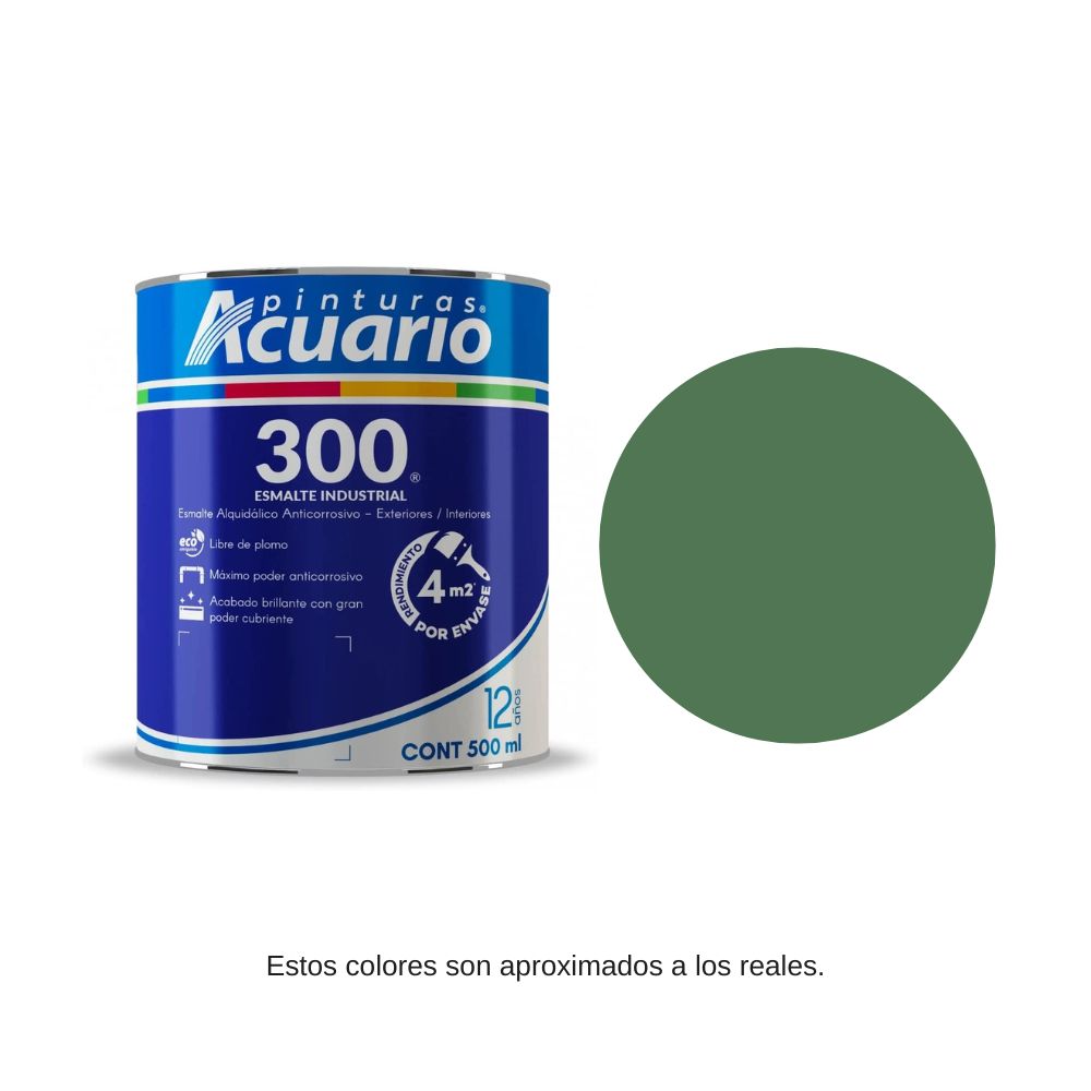 Pintura Esmalte 300 Color Verde Bandera Acuario 500 Ml EA34605