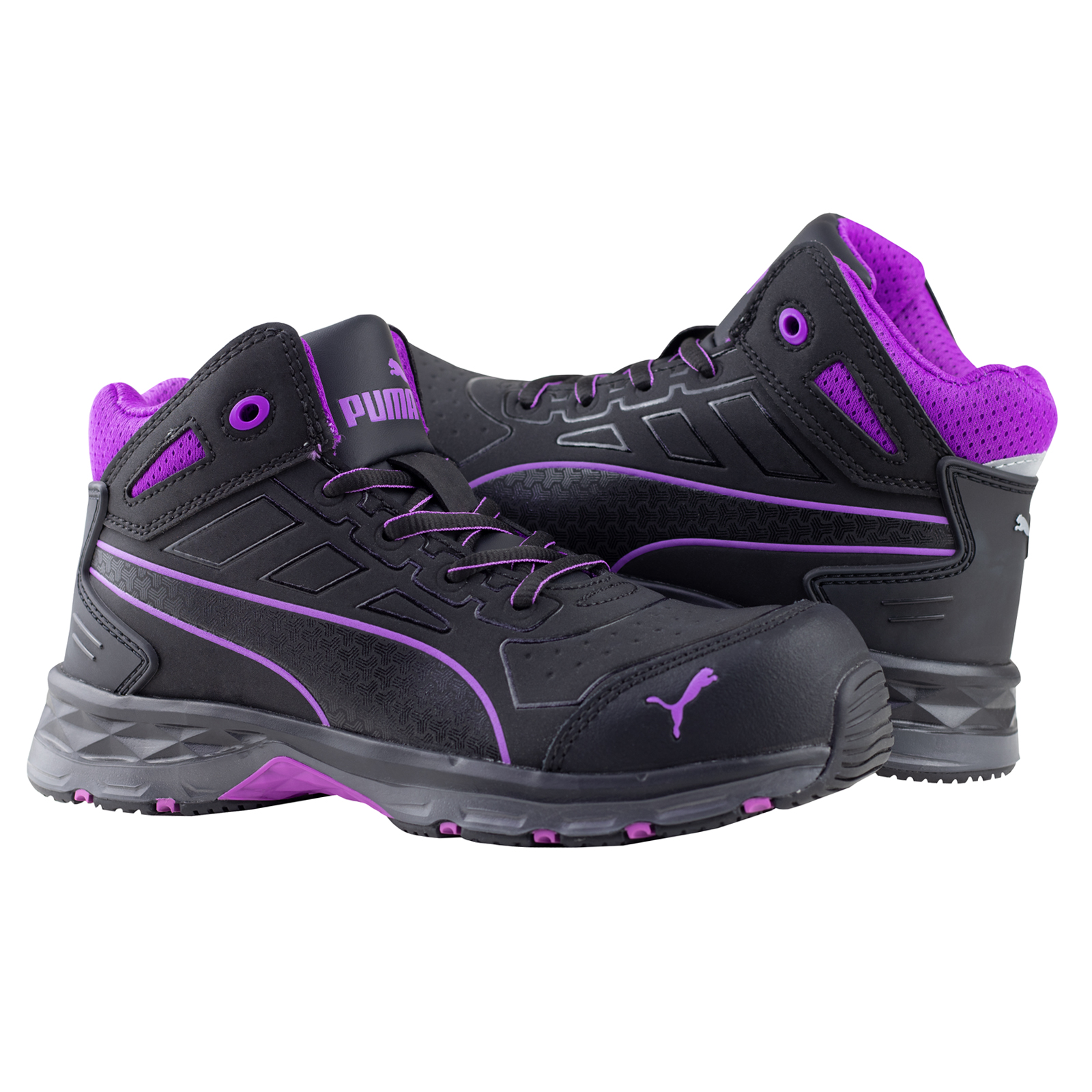 Botas Industriales Dieléctricas Para Mujer Puma Con Casquillo 63.389.4 Negro Morado