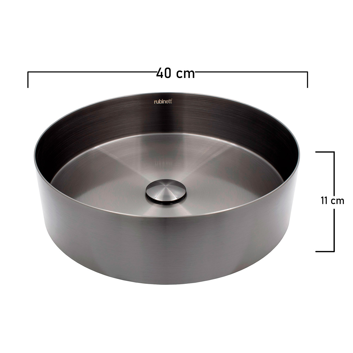 Ovalin Lavabo Redondo Acero Inoxidable 304 Negro Super Lujo