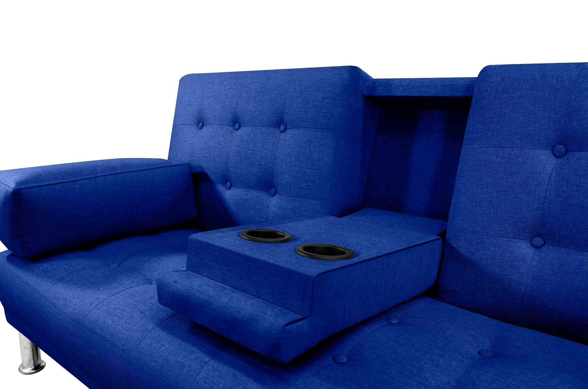 Queen Sofá  Cama Makora Con Portavasos Azul. El Envio cubre un 80% del Territorio Nacional