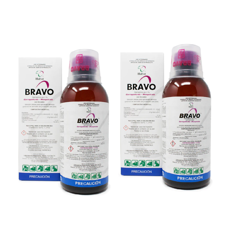 Bravo 1 Litro. Piojos,pulgas, Acaros, Garrapatas (2 Piezas)