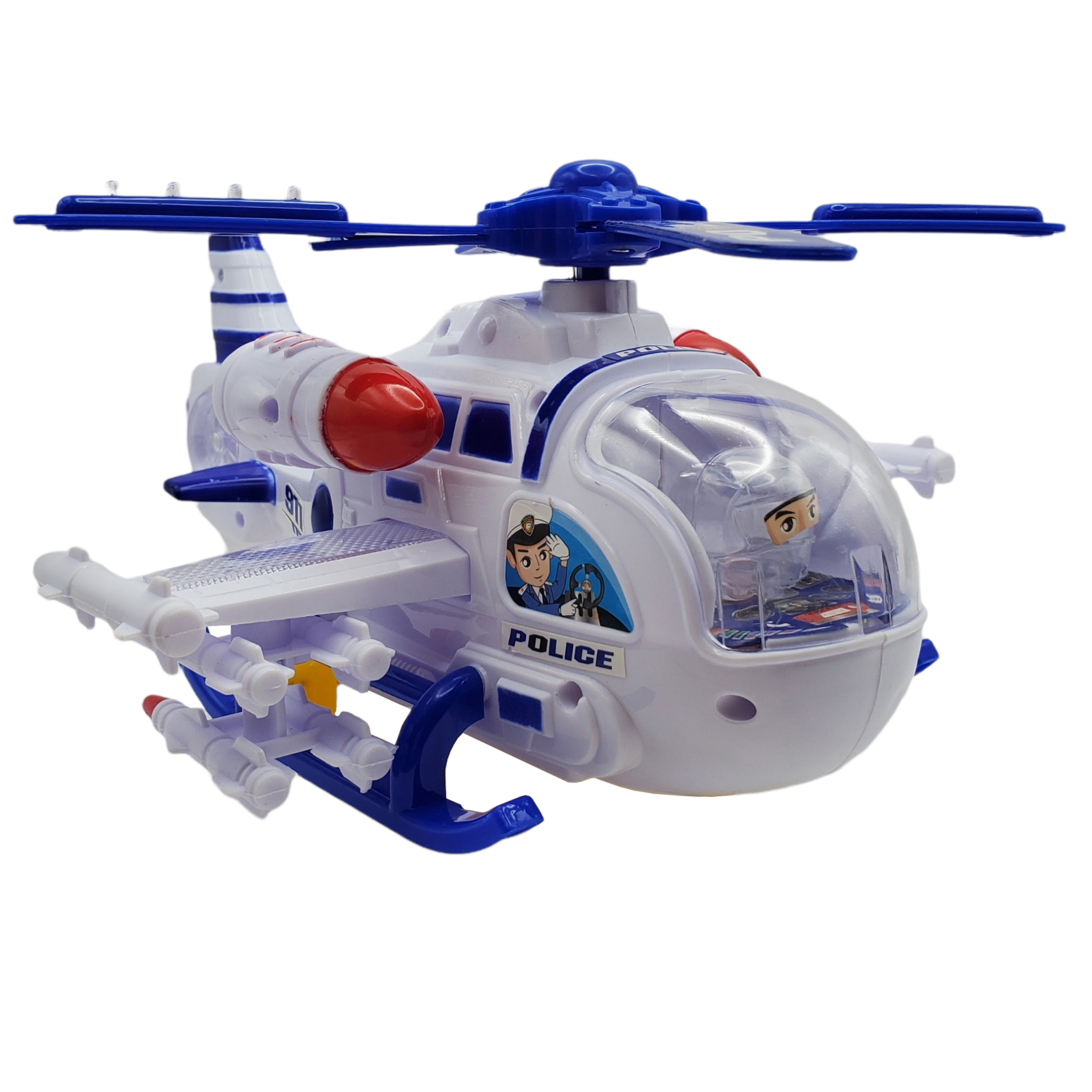 Súper Helicóptero Policía Luz, Sonido Y Movimiento