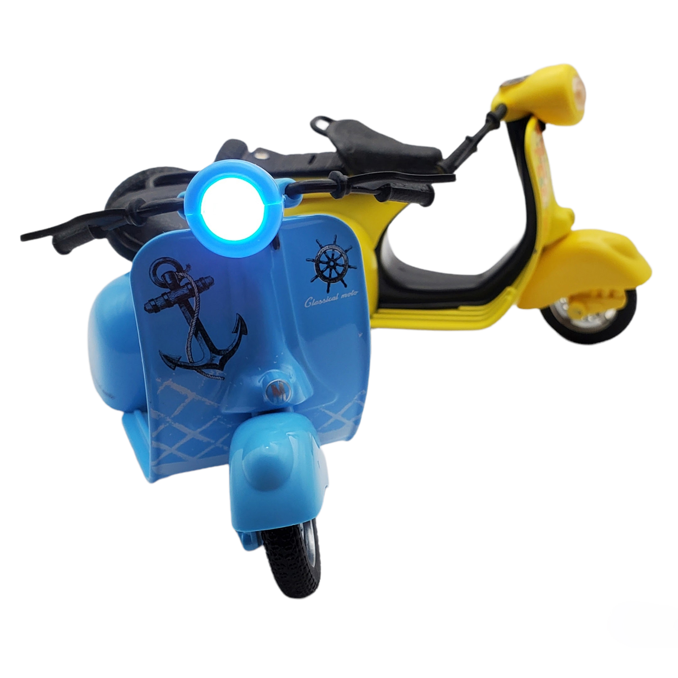Motoneta Clásica Metal De Fricción Luz Y Sonido