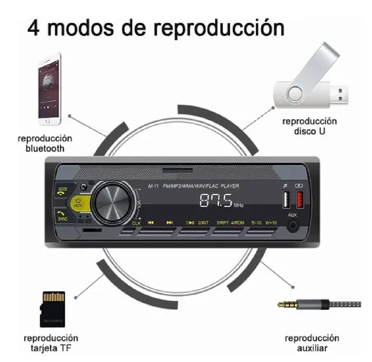 Reproductor de CD y estéreo para coche de un DIN y Bluetooth doble, DSX-A410BT
