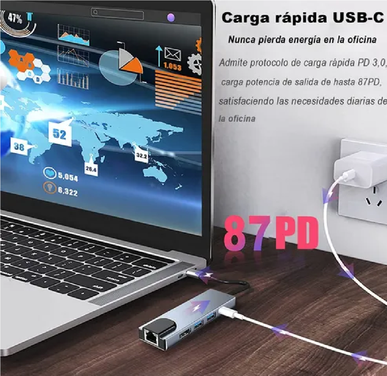 Adaptador Usb C A Hdmi Con Ethernet Tipo C Hub Plata