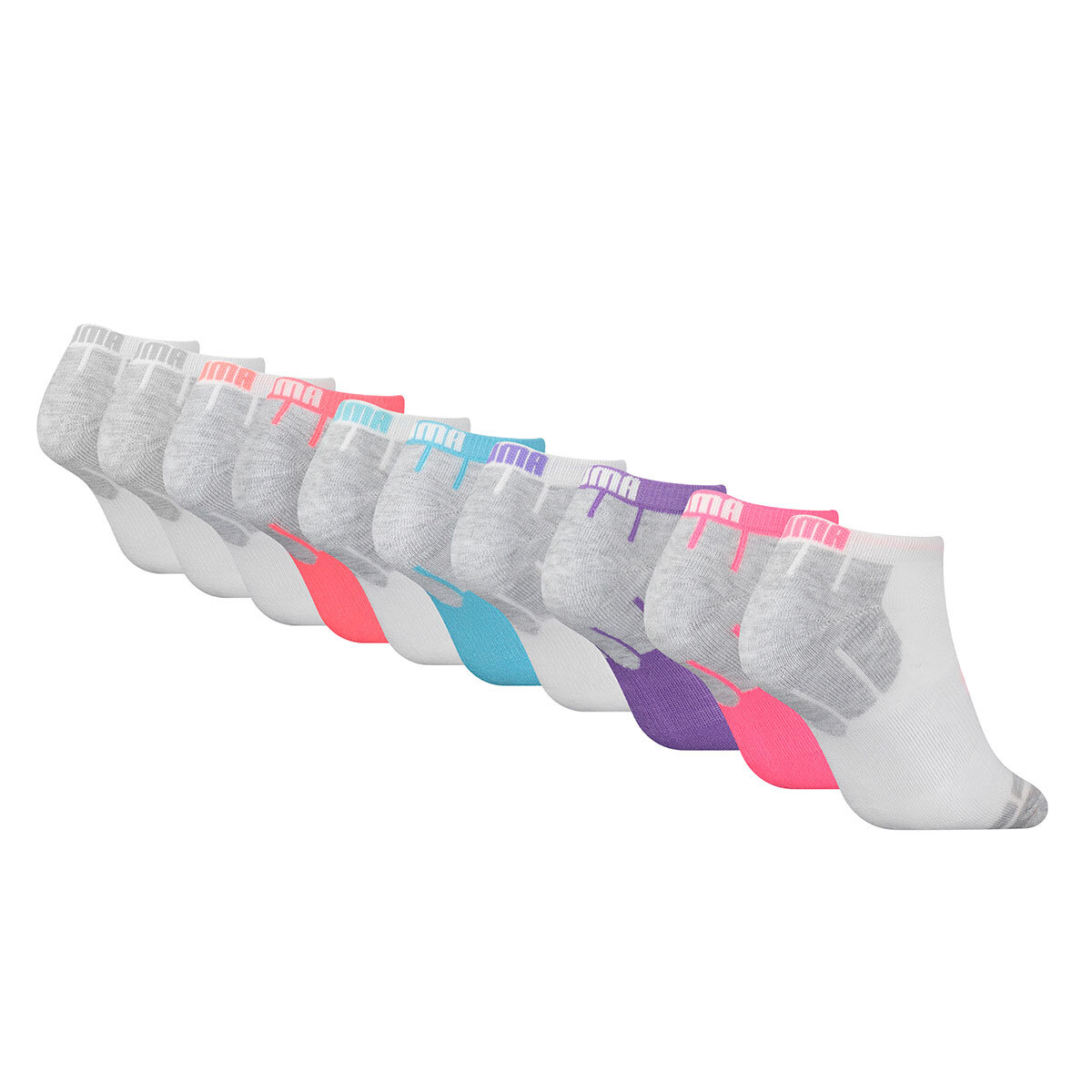 Calcetines Puma 10 pares Anti humedad Talla 2 a 6.5 Corte Bajo para Mujer