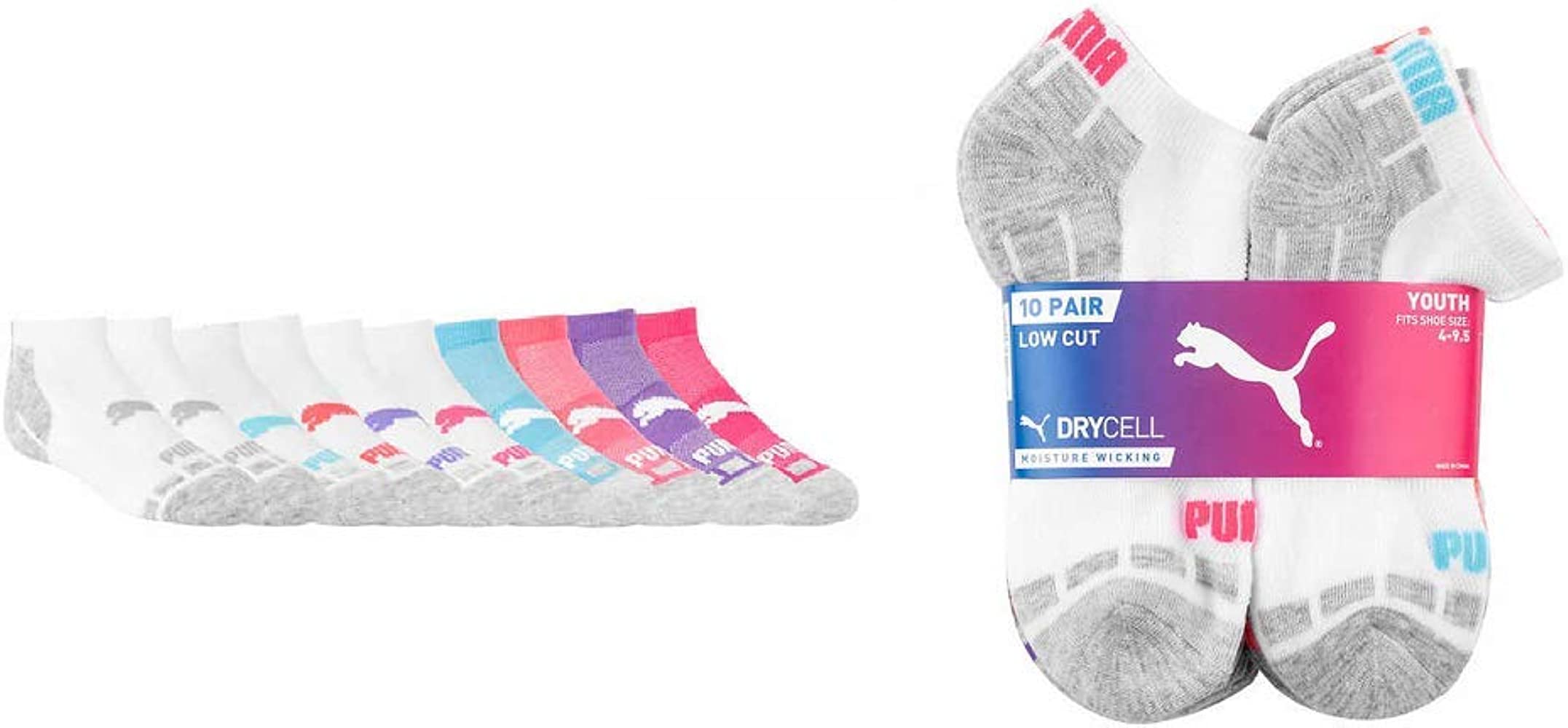 Calcetines Puma 10 pares Anti humedad Talla 2 a 6.5 Corte Bajo para Mujer