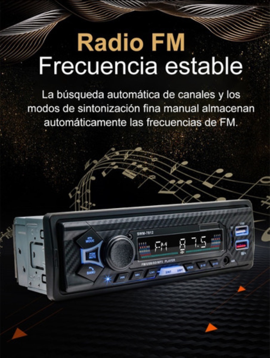 Reproductor Autoestéreo , Control Por Voz Bluetooth Dual Usb