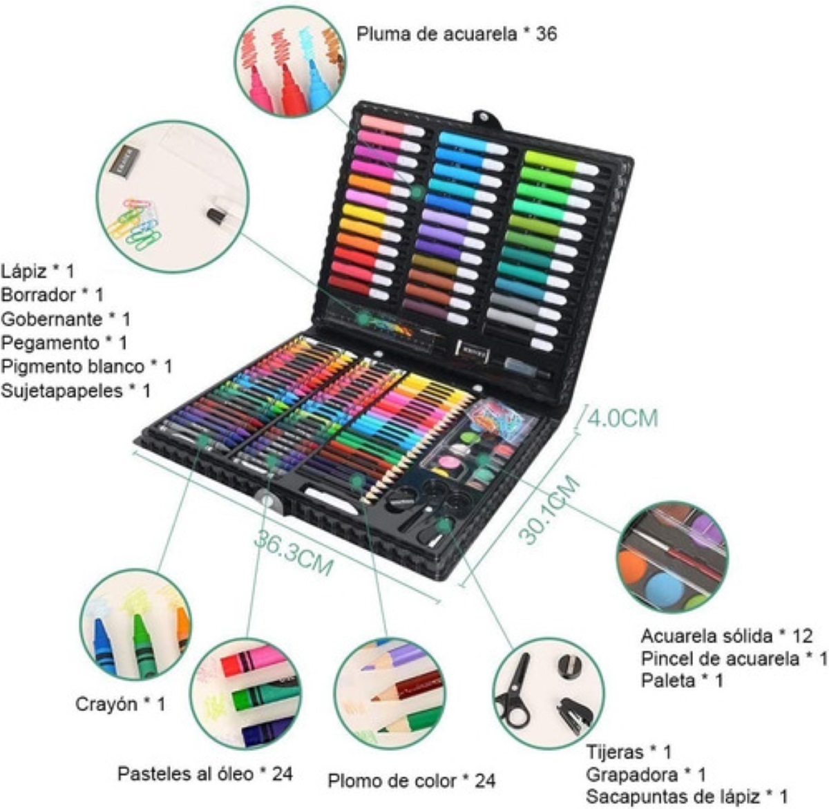 Marcadores Lapices Colores Profesionales Kit Dibujo 150pcs Malubero Set de  Arte