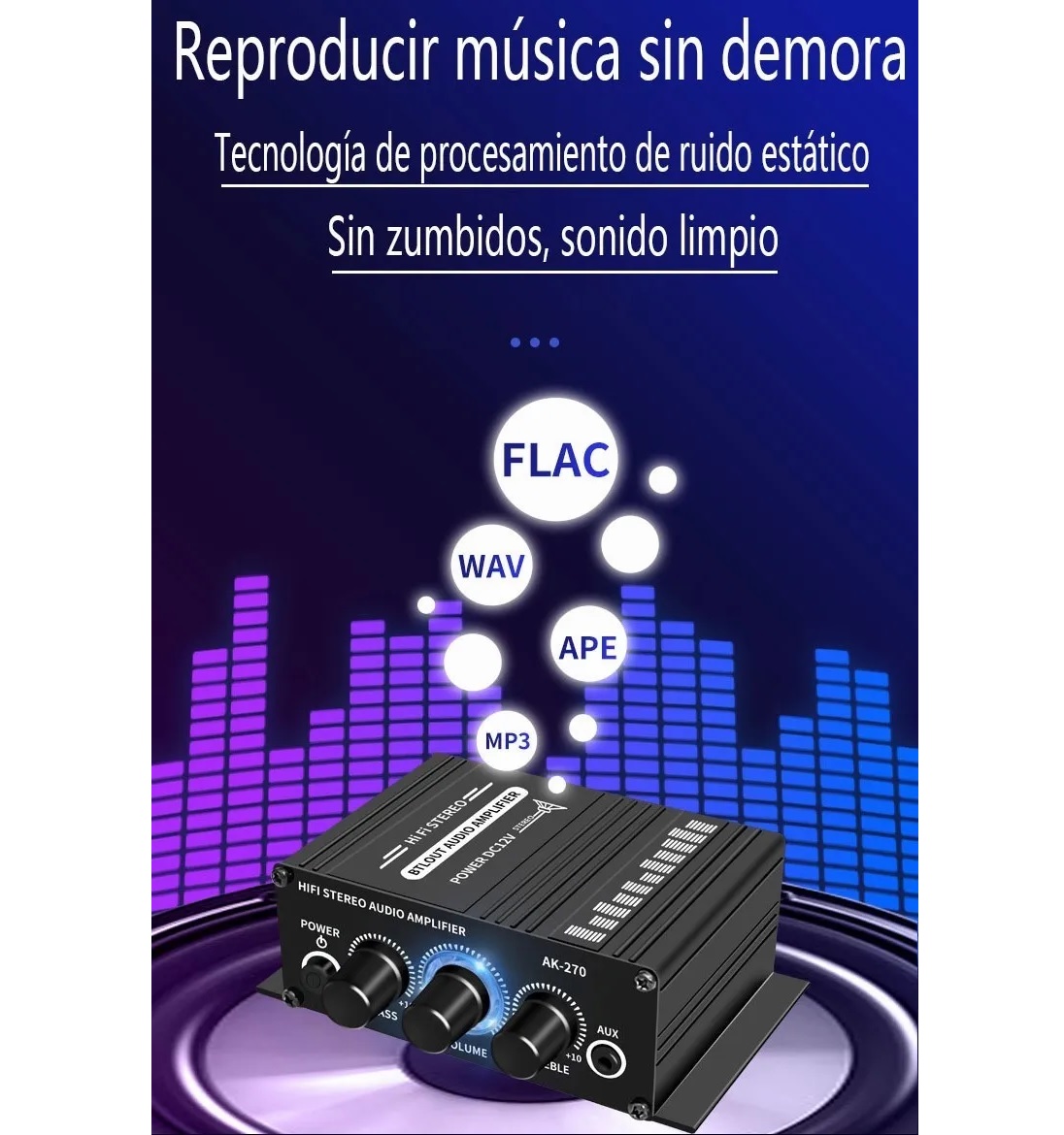 Amplificador 400w Para Auto Moto Casa Conexion Rca