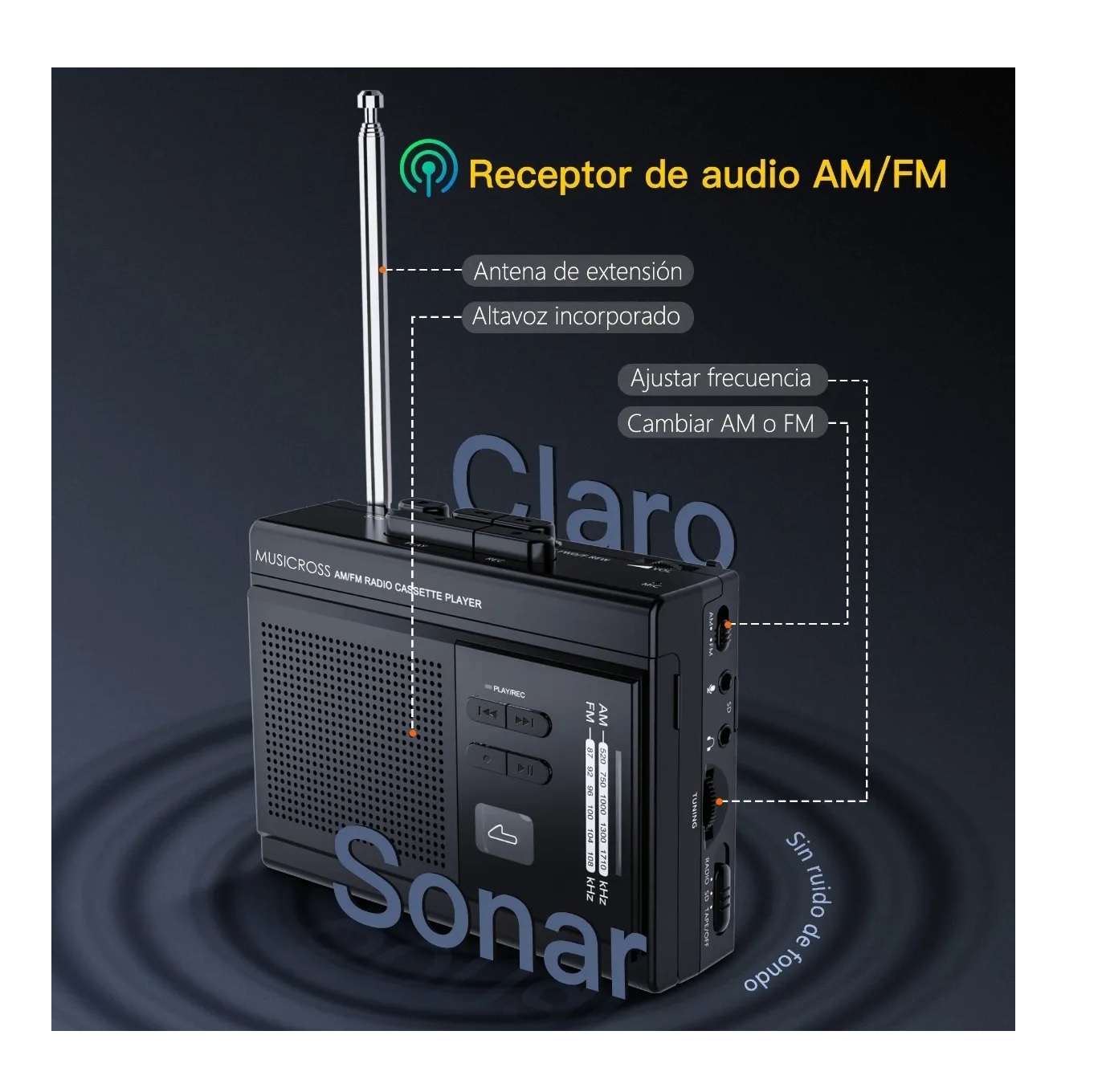 Reproductor Para Cassette Cassettera Portátil Con Radio Fm Am