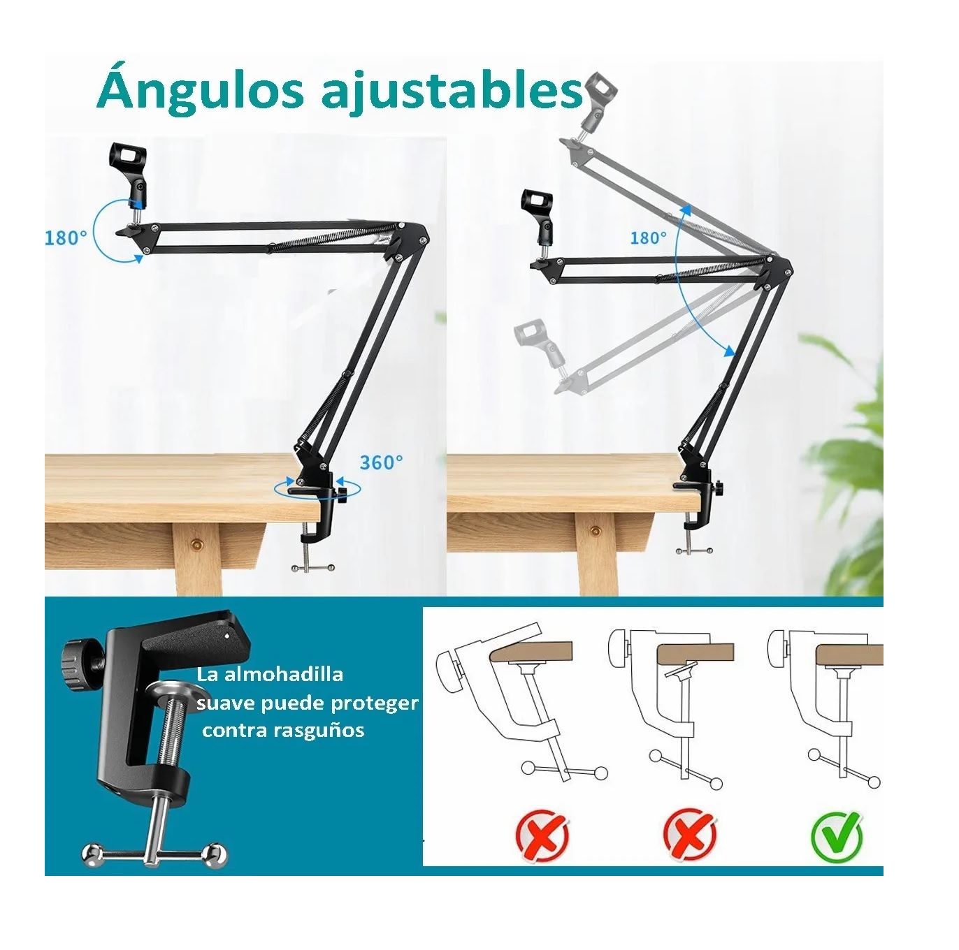 Kit Soporte Brazo Microfono Condensador Para Grabación Estudio