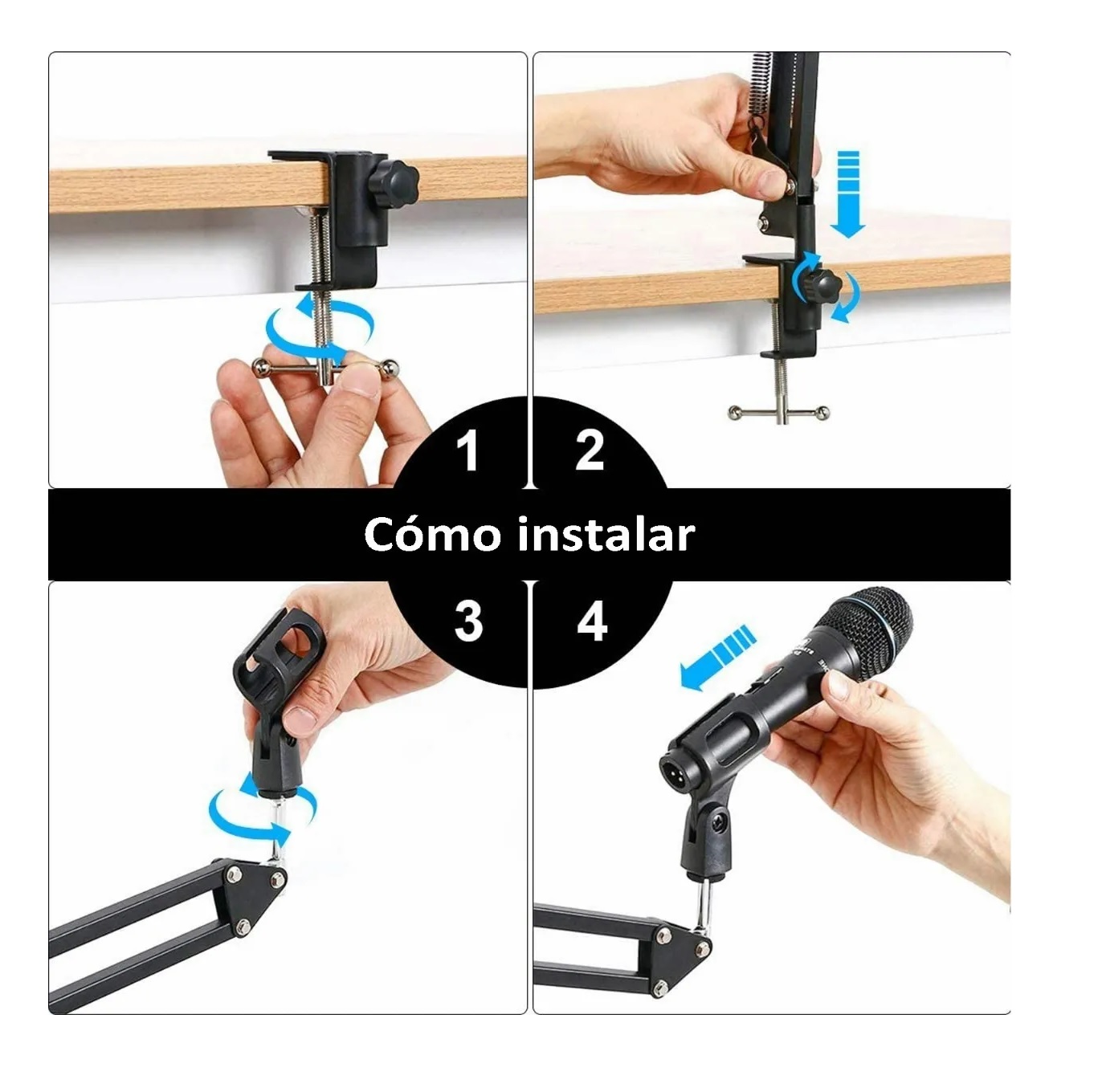 Kit Soporte Brazo Microfono Condensador Para Grabación Estudio