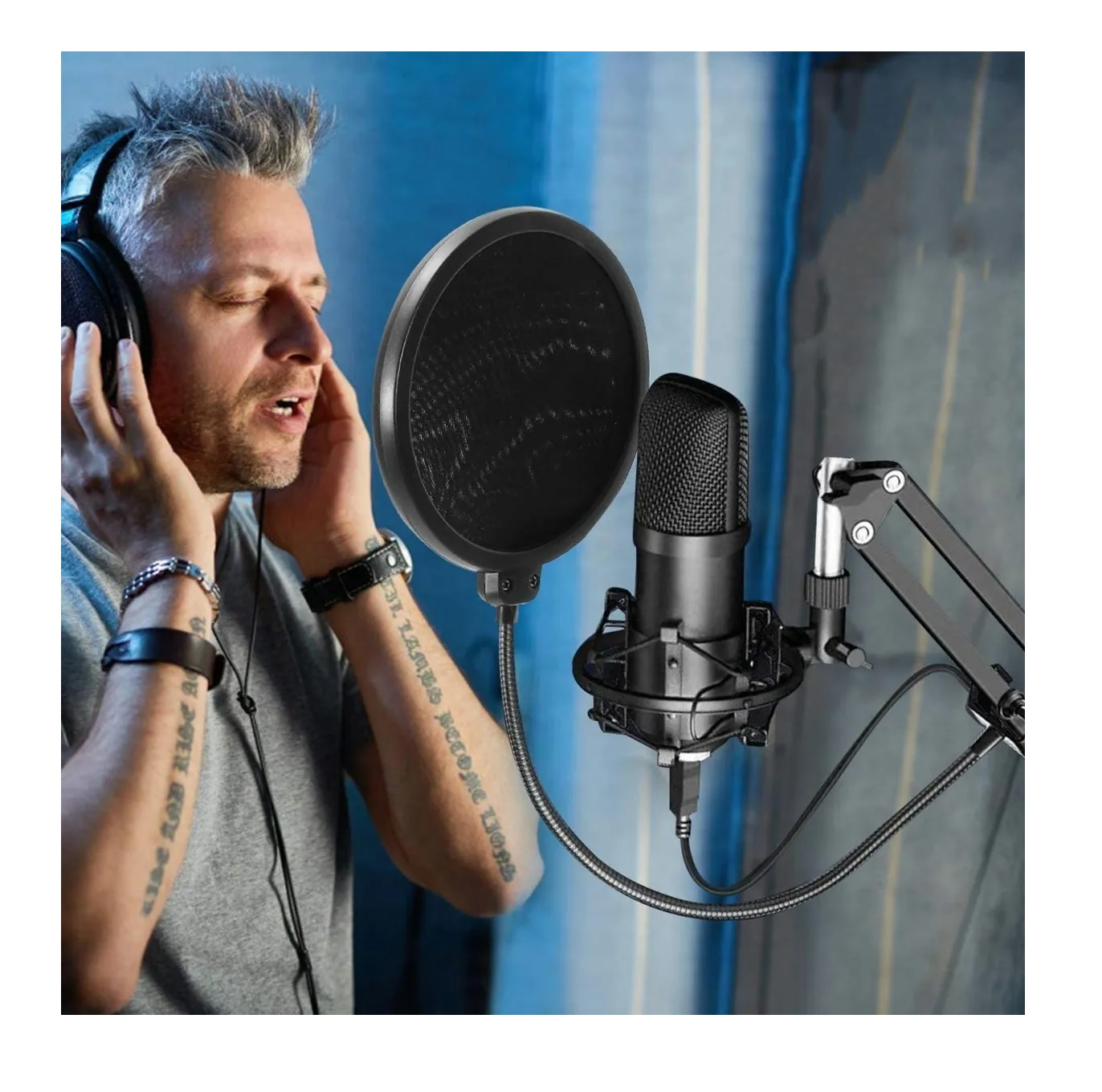 Kit Soporte Brazo Microfono Condensador Para Grabación Estudio