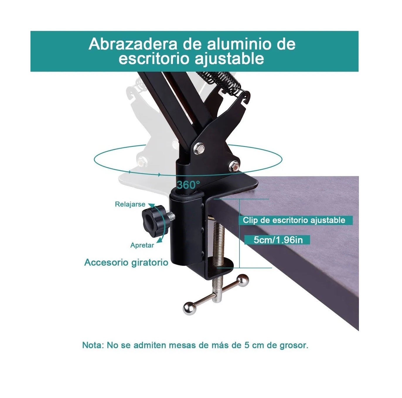 Soporte Brazo Para Micrófono Giratorio 360° con Base Ajustable a Mesa -  Toda Tecnología